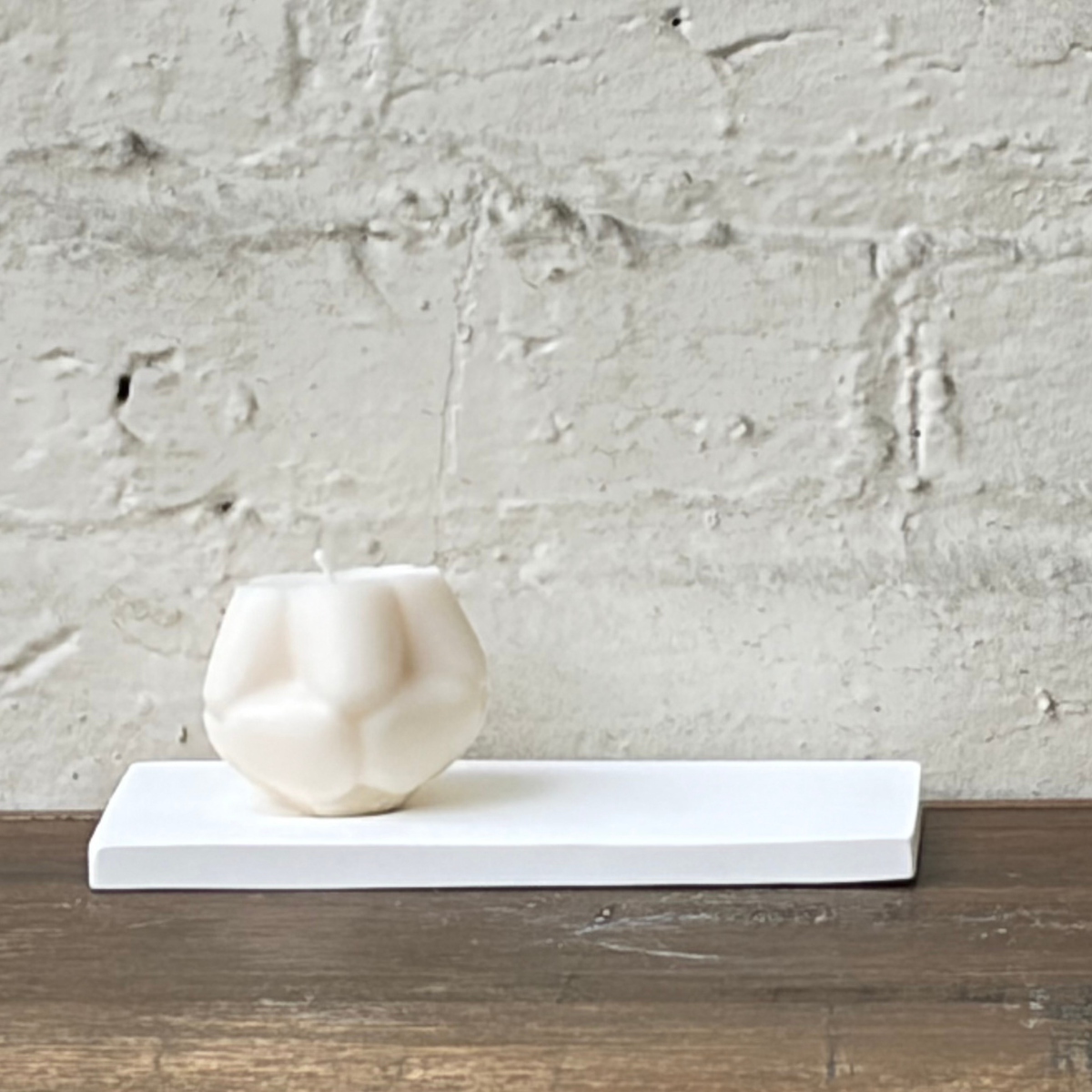 Flower Candle on White Satin Catchall Tray