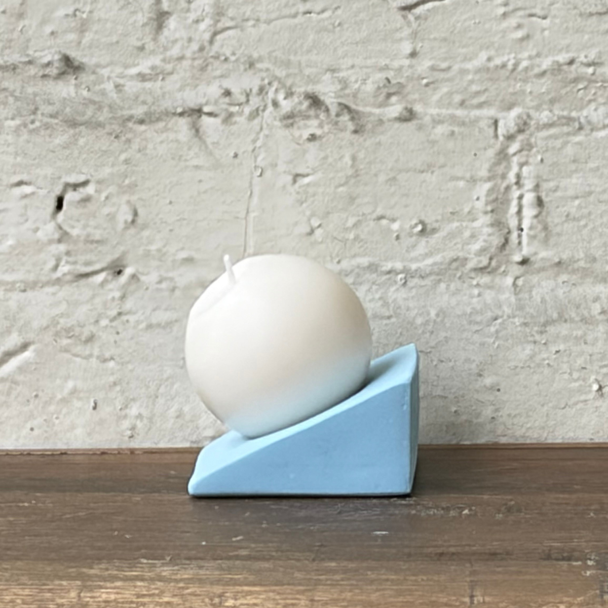Sphere Candle on Powder Blue Triangle Holder